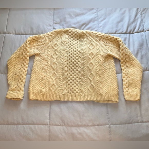 Wool VTG Cream Color Cardigan Handmade From Ireland With Buttons and Pockets - Picture 2 of 5